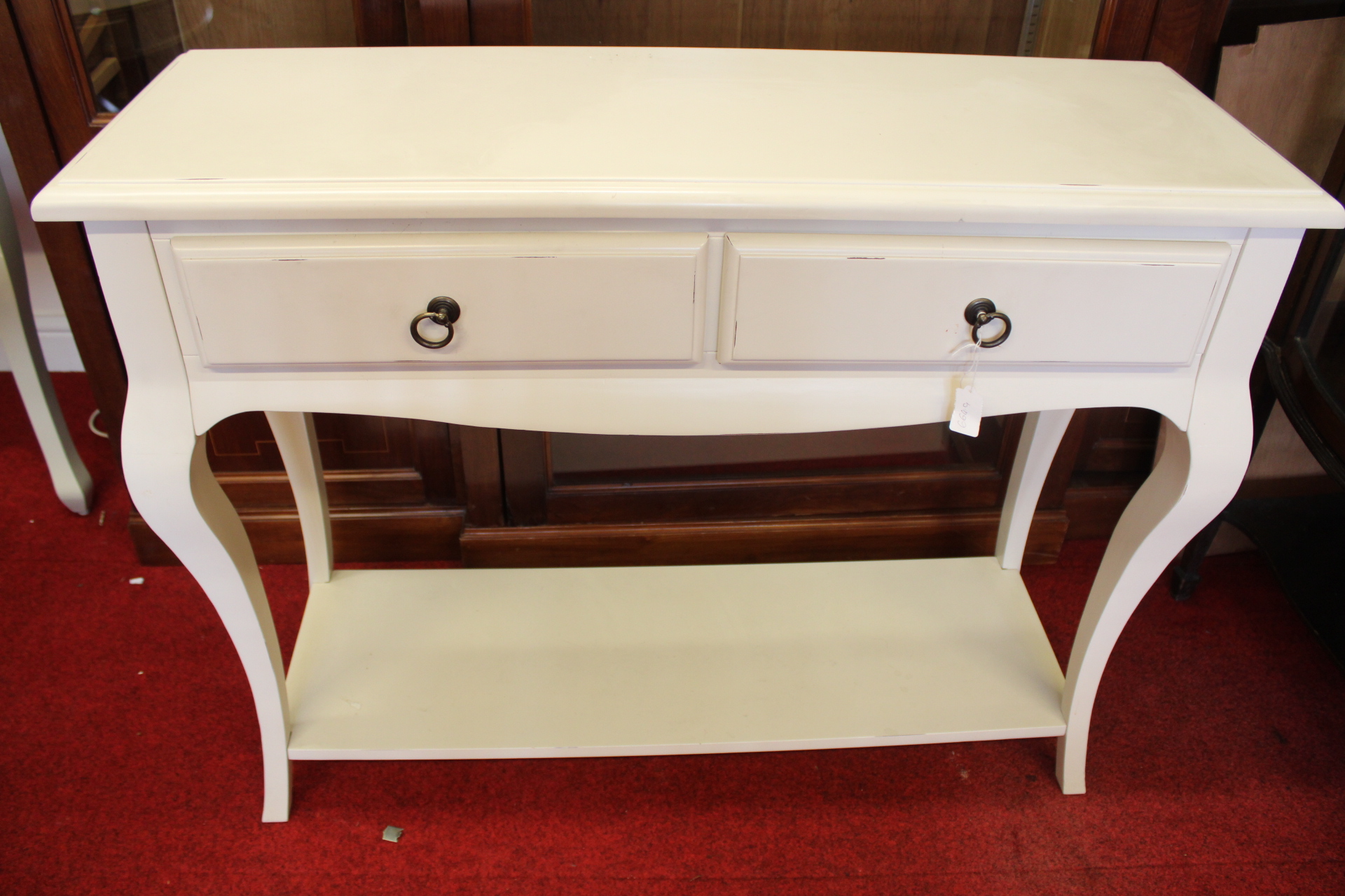 French Provincial Style Two Drawer Painted Console Table
