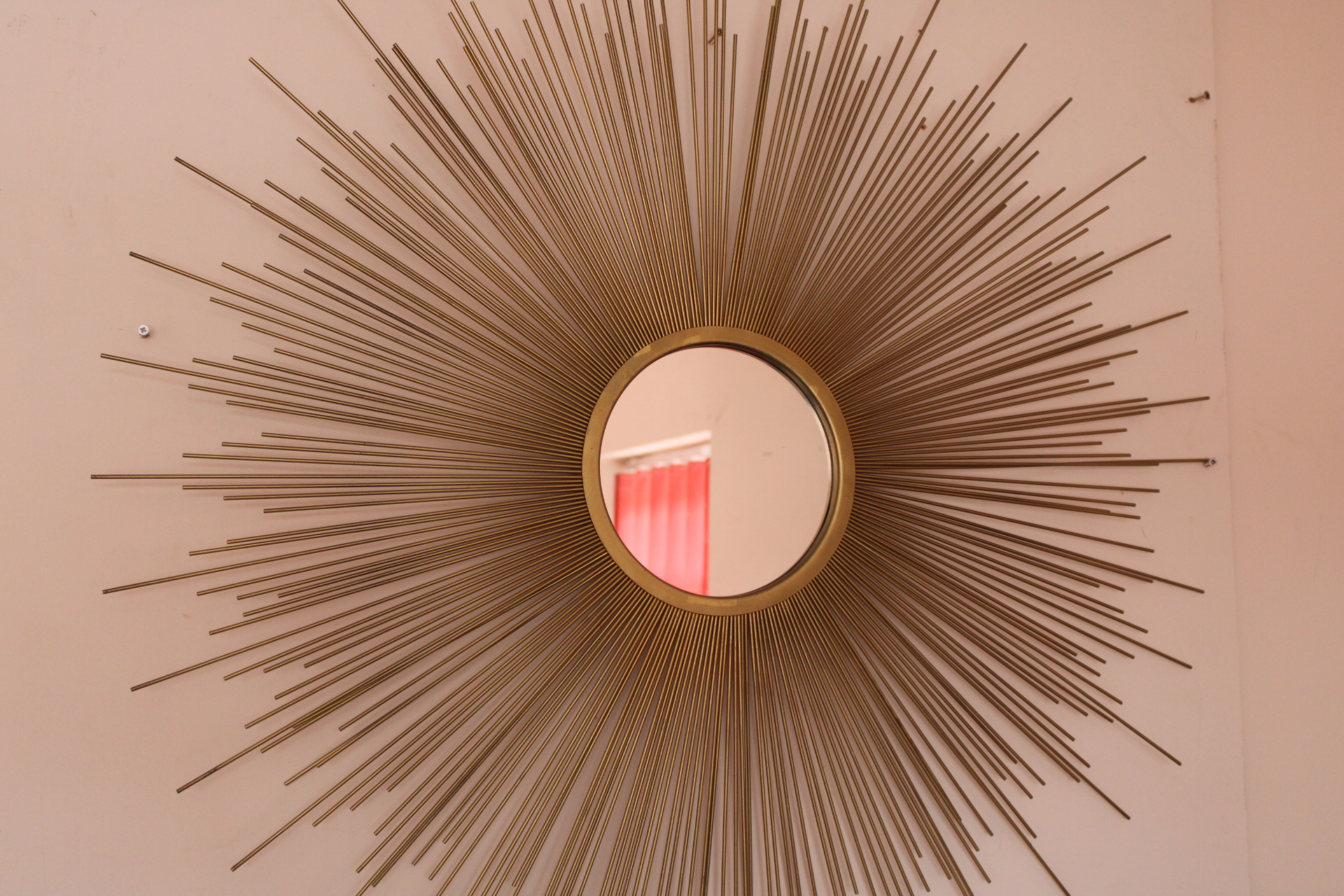 Mid-Century Modern Gilt Metal Sunburst Wall Mirror