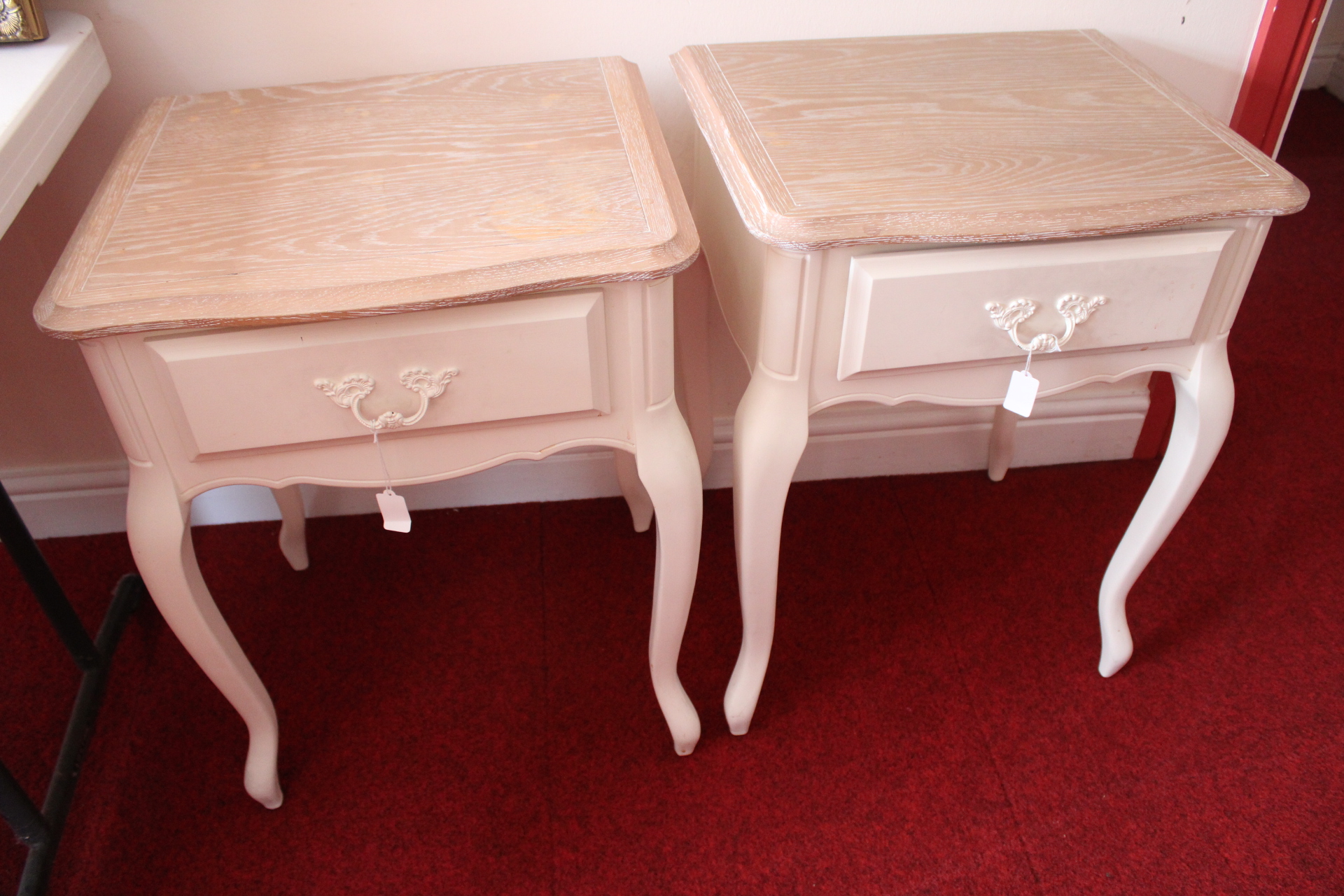 A Pair of French Provincial Style Provencale Oak Top Side Tables By Laura Ashley