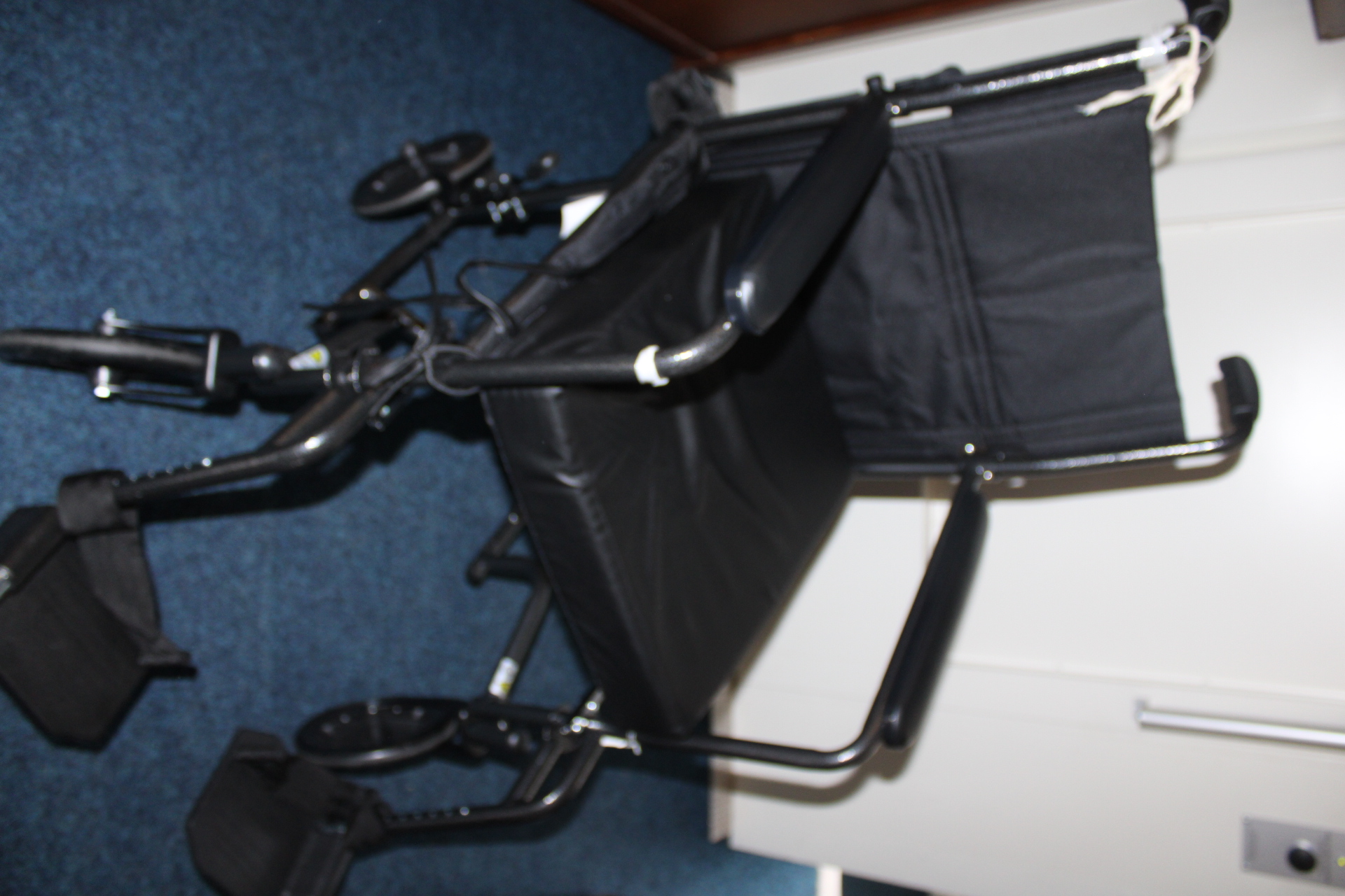 Black Folding Manual Transport Wheelchair with Padded Seat