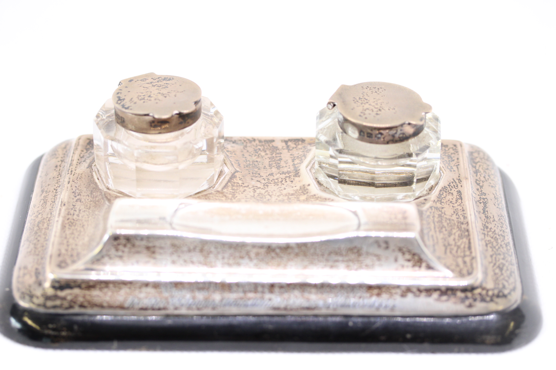 Silver inkwell desk set