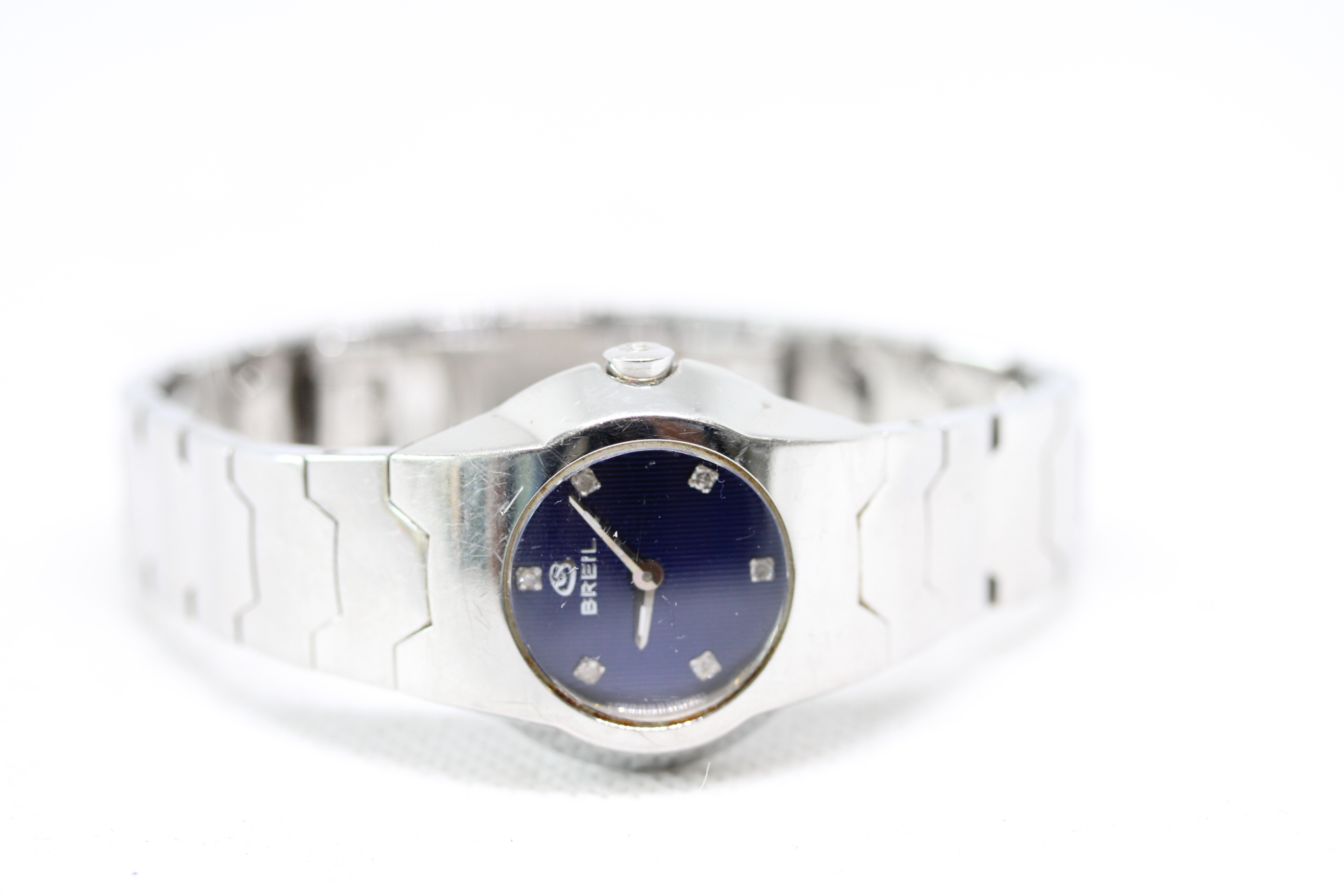 Ladies Polished Steel Breil Quartz Bracelet Watch with Dial Markers.