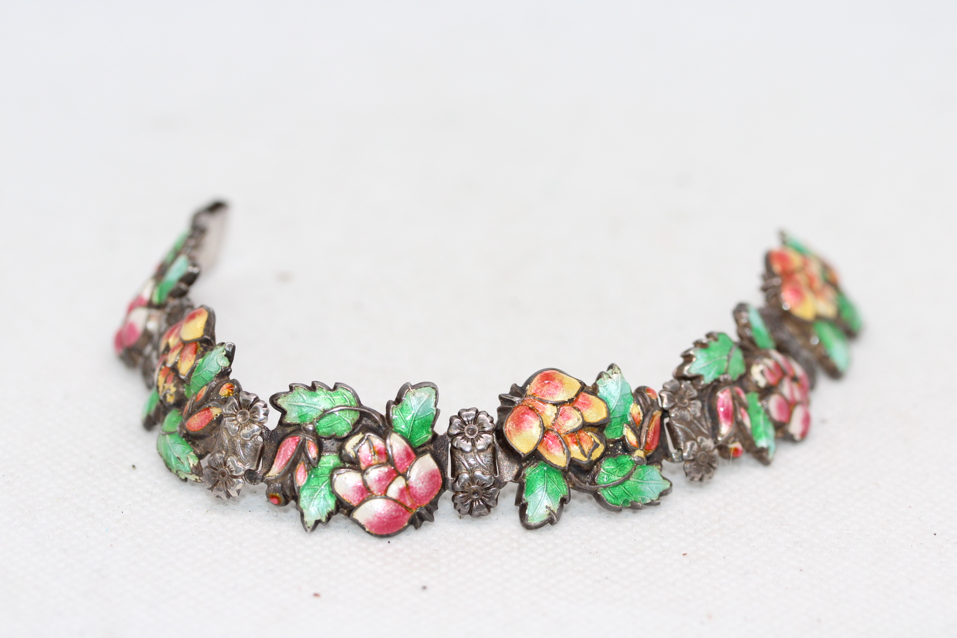 Silver & painted enamel bracelet by Harmony