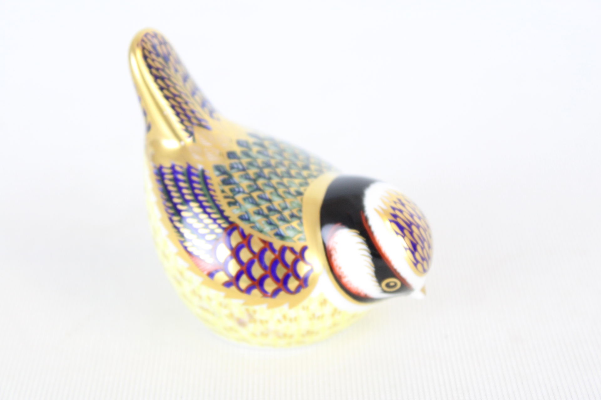 Royal crown derby blue tit with gold stopper