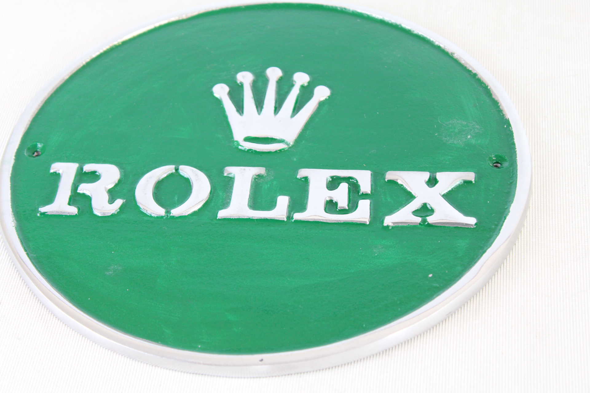 Chrome & green Rolex wall plaque