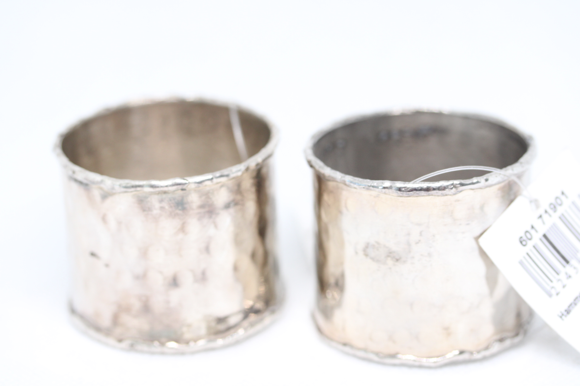 Pair of John lewis silver plated napkin rings with tags