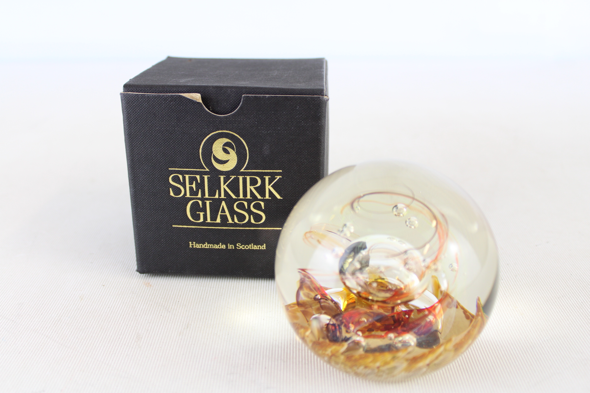 Selkirk Glass studio glass paperweight in Original Retail Box - Original Retail Box A.F