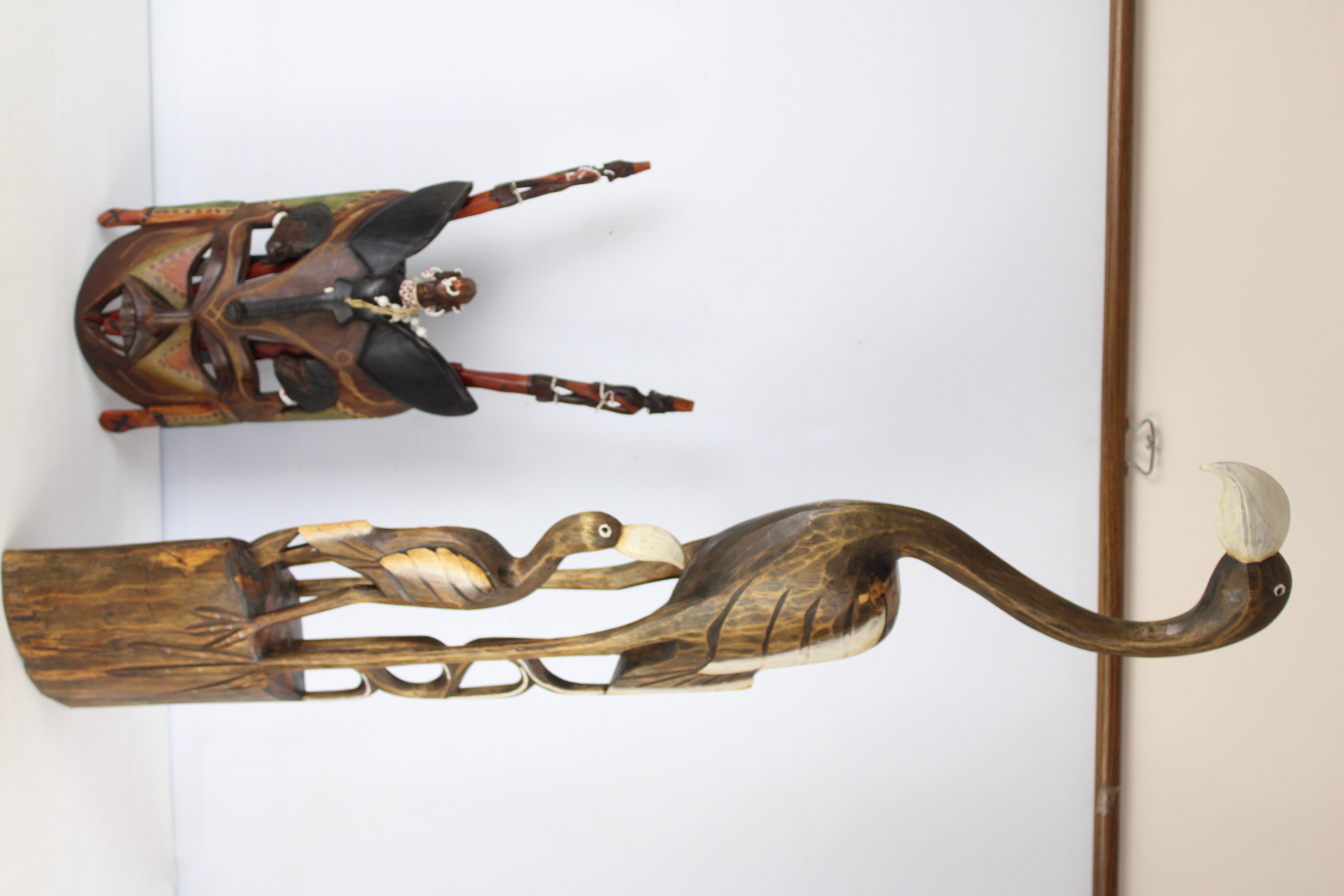 Two Carved Wood Tribal Sculptures - Mask A.F