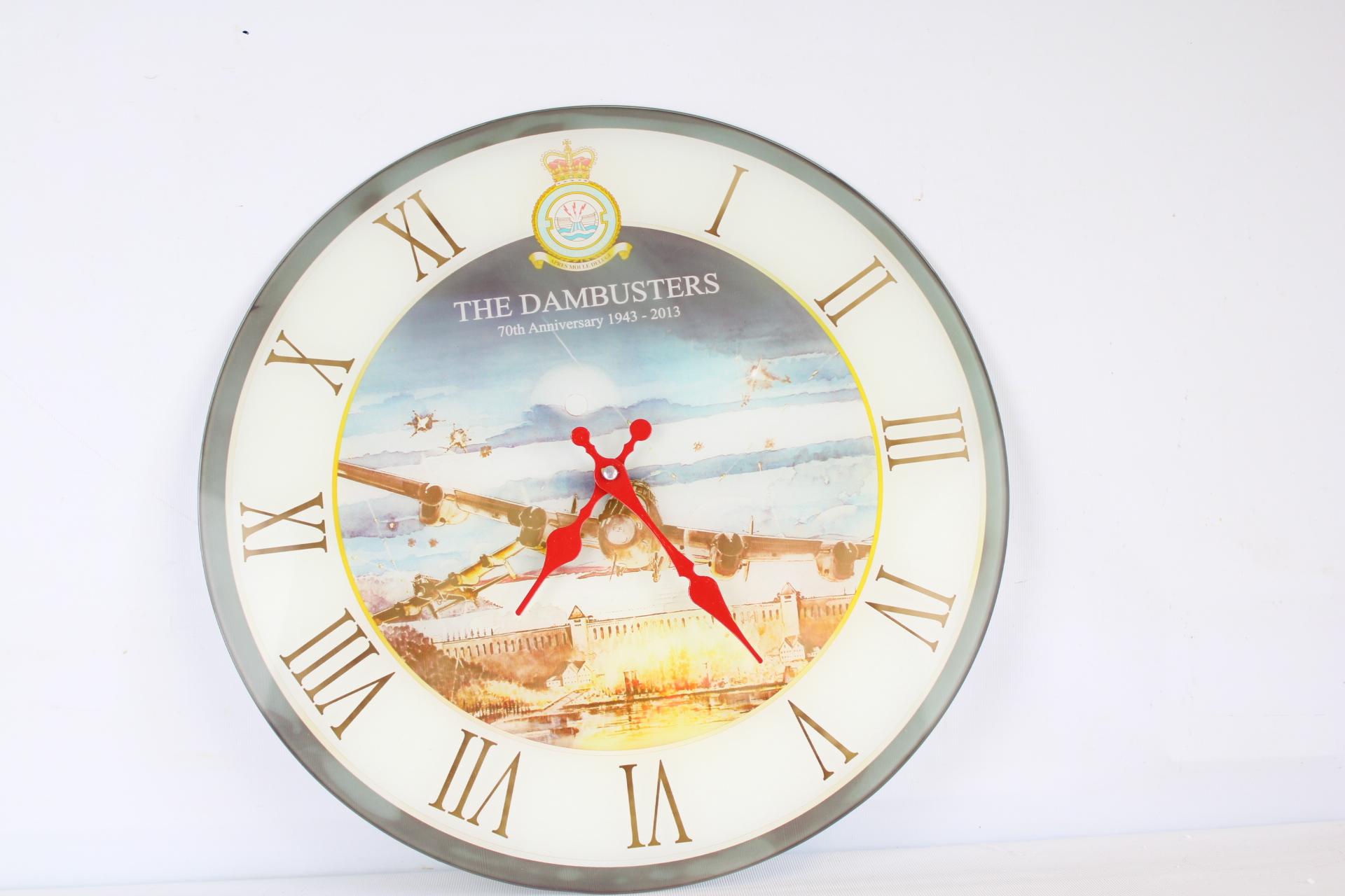Frosted Glass Dambusters 70th Anniversary Wall Clock