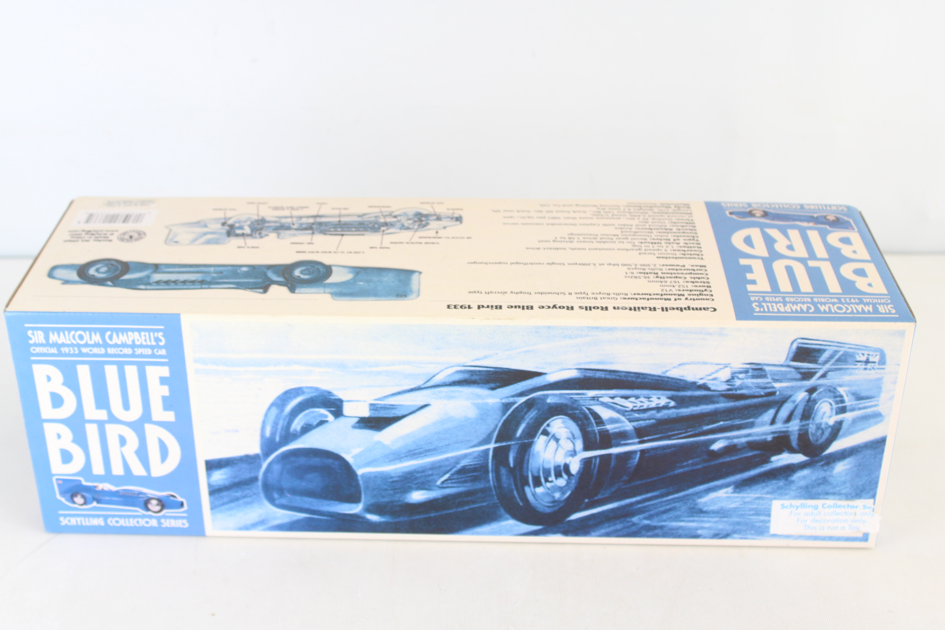 Schylling Tinplate Blue Bird Speed Car in Original Retail Box