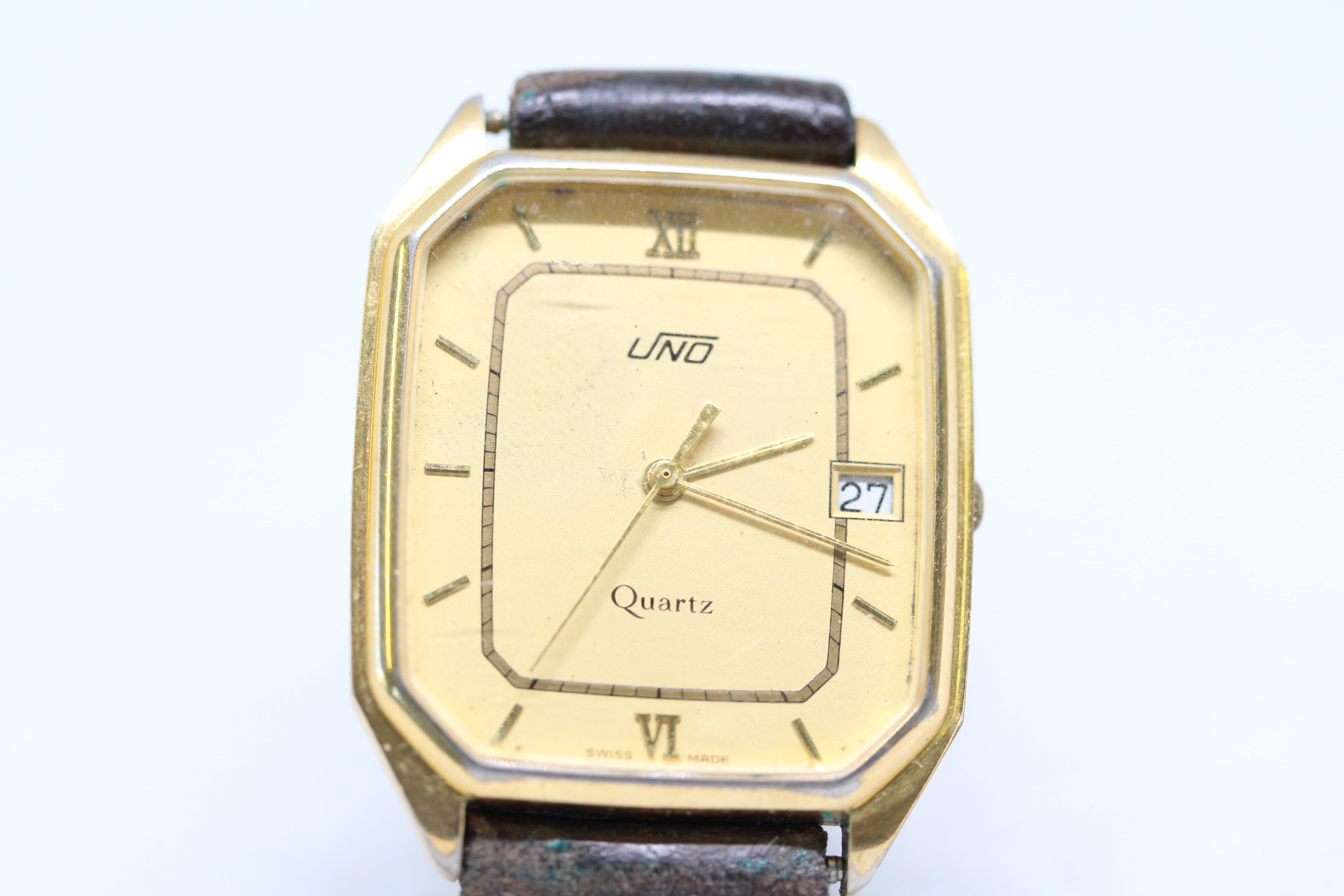 Uno Swiss Made Gents Gold Plated Quartz Watch.