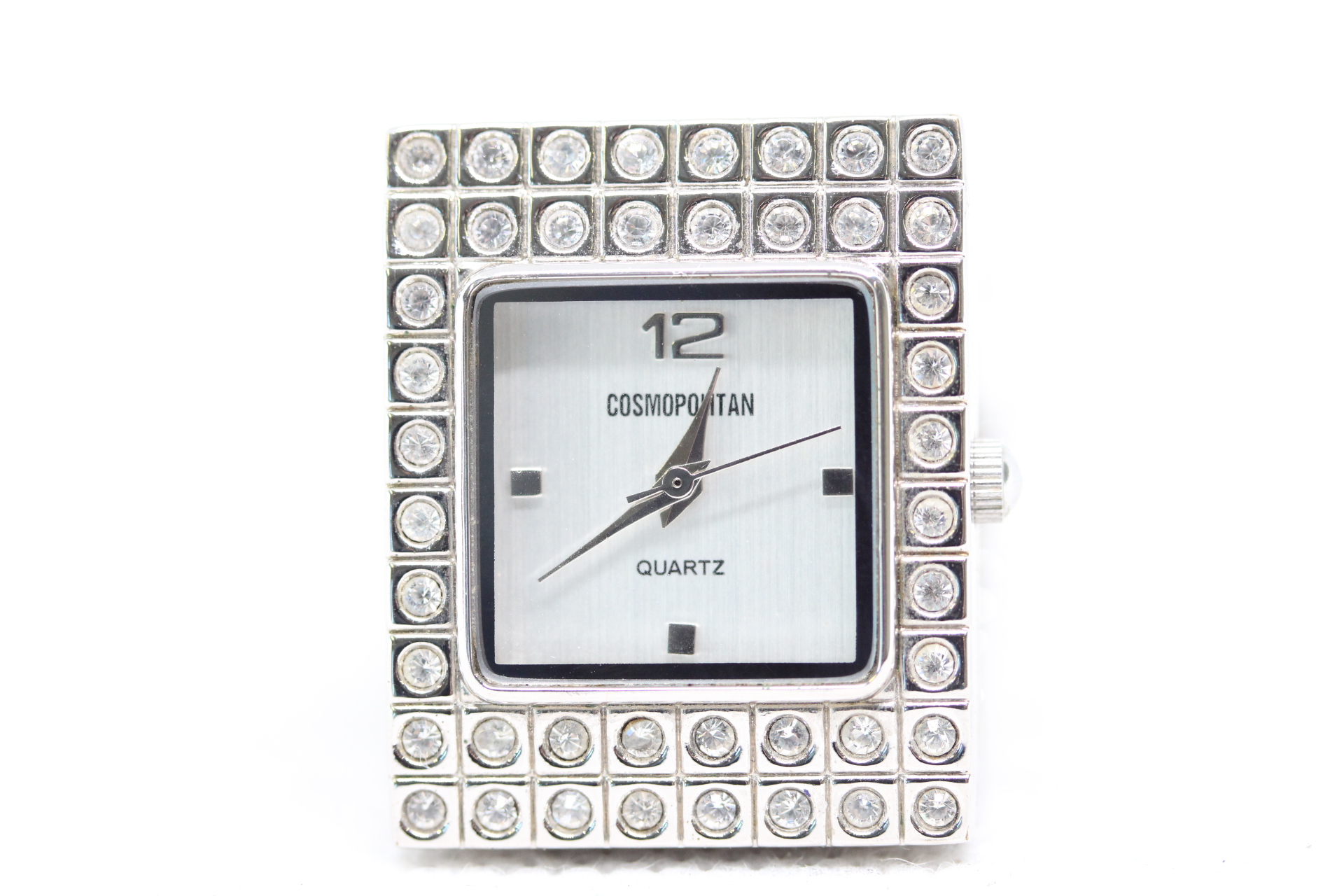Ladies Cosmopolitan Hearst Steel Quartz Watch with Clear Chrystal Stones.