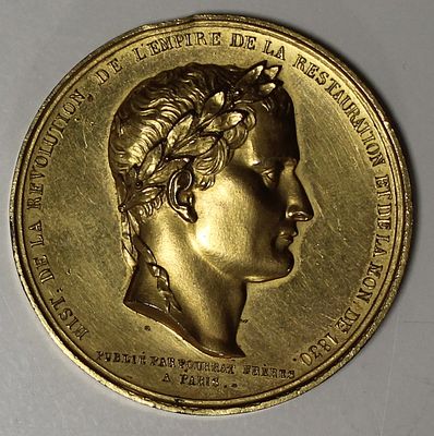 1830 ארונו של נפוליאון מוחזר לפריז מדליית נחושת מצופה זהב, קוטר 52.4 מ"מ , משקל 67 גרם , מדליה