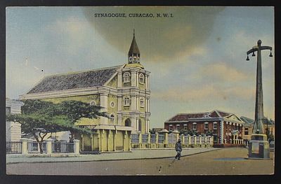 Judaica, a postcard from the Netherlands of a synagogue in Curaçao. The Scans are a Part of the 