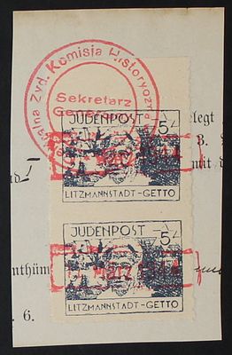 The ghetto authority for local use within the ghetto. Inscribed "Judenpost Litzmannstadt 