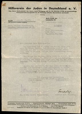 Judaica, a document from the Jewish community in Germany, 1940 to the United States. The Scans 