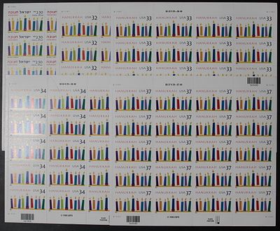 ישראל , ארצות הברית, חנוכה 1995-1996 סט של 5 גיליונות בערכים שונים , נדיר יחסית. ;התמונות הן חלק 