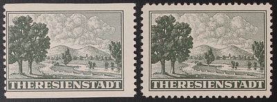Holocaust, 1943 Theresienstadt ghetto concentration camp, two original stamps, one of them 