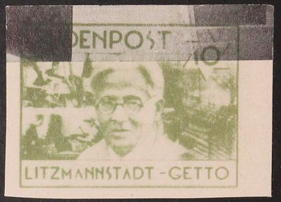 Ghettopost Litzmannstadt.
1943 "Judenpost", unissued designs, 10pf Olive Green essay, Printed 