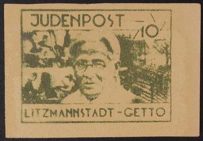 Ghettopost Litzmannstadt.
1943 "Judenpost", unissued designs, 10pf Olive Green essay, Printed 