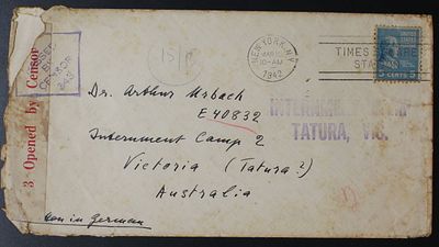 Israel, Palestine, 1942 Detention camps, envelope sent from the United States to Tatura 