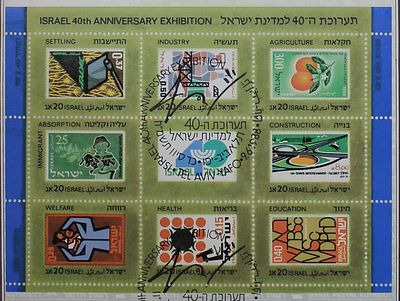 ישראל 1988 , תערוכת ה-40 למדינת ישראל , דף מזכרת עם גיליונית בולים עם שגיאה נדירה , צבע ירוק 