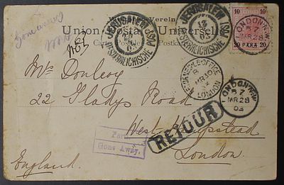 Palestine / Eretz Israel , Ottoman Period , Austrian Post, 1903, Postcard Sent and Returned 