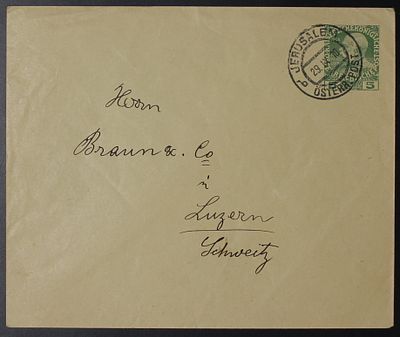 Palestine, Eretz Israel, envelope from Jerusalem to Lutzan Switzerland, sent via the Austrian 