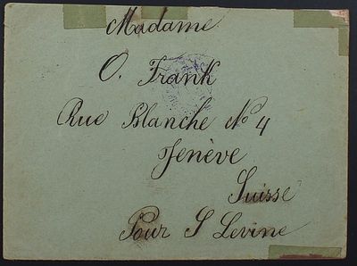 Palestine , ottoman period , 1911 , Repaired cover sent from Rehoboth ( Rehovot ) to Switzerland. 