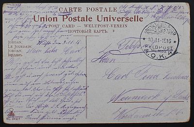Palestine 1916, German Military Post, Postcard AOK4. The Scans are a Part of the Item 