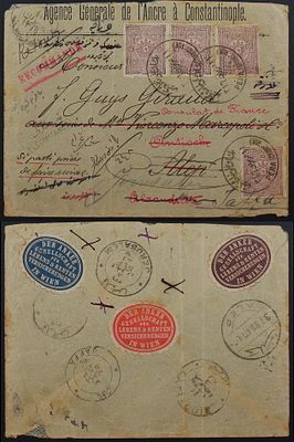 Palestine, Ottoman Period 1900, Reg Cover originally mailed from the Pera district of 