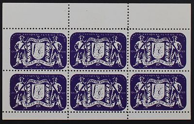 KKL-JNF, Zionism, Jewish National Fund, KKL-JNF New York Branch, USA, 1943, Block of 6 Stamps 