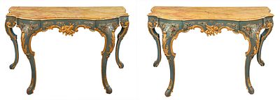 Venezia (Metà del XVIII secolo) Coppia di consolles con tema floreale - Venezia (Metà del