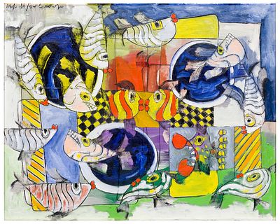 Paolo da San Lorenzo (1935) Acquario, 2001 - Paolo da San Lorenzo (1935) Acquario, 2001 Olio su 