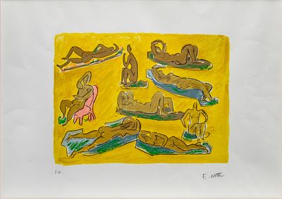 Emilio Notte (1891 - 1982) Bagnanti - Emilio Notte (1891 - 1982) Bagnanti Litografia su carta 48,7 