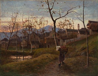 Achille Tominetti (1848 - 1917) Autunno a Miazzina, 1886-1890 circa - Achille Tominetti (1848 - 