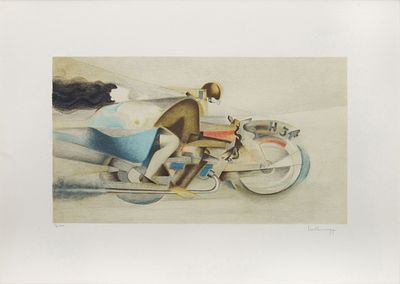 Ivo Pannaggi (1901 - 1981) "Potenza della moto" o "Il motociclista" - Ivo 