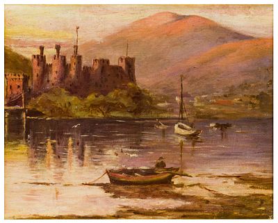 Guglielmo Ciardi (1842 - 1917), imitatore di Conway Castle Wales. Copia da Guglielmo Ciardi 