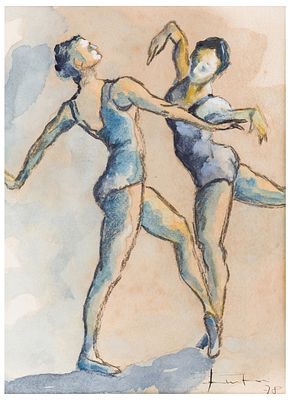 Autore non riconosciuto (XX secolo) Ballerine Acquarelli, matita e biacca su carta 27,5 x 20 cm 