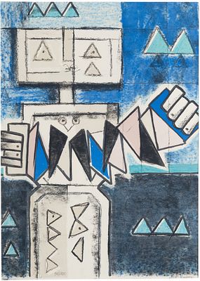 Ibrahim Kodra (1918 - 2006) Musicista Litografia su carta 32,5 x 23,3 cm (luce) Firma: “Ibra 