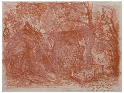 Lino Bianchi Barriviera (1906 - 1985) Pagliaio a S. Giovanni a Piro, 1975 Sanguigna su carta 48 