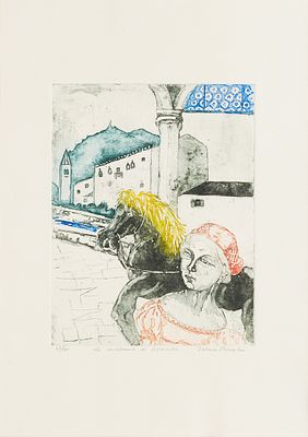 Dalma Bresolin (1923 - 2001) La castellana di Serravalle Acquaforte e acquatinta su carta 41 x 