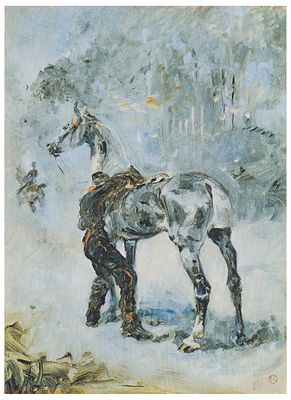 Henri de Toulouse-Lautrec (1864 - 1901), da Un artigliere sella il suo cavallo, 1879 Stampa 