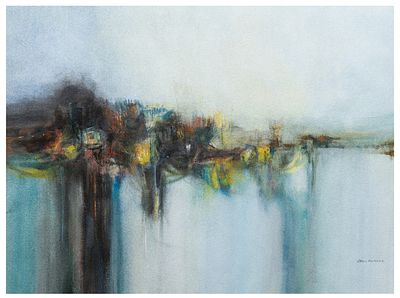 Raul Batocco (1934 - 2011) Luci sul fiume - Raul Batocco (1934 - 2011) Luci sul fiume Acquerello 