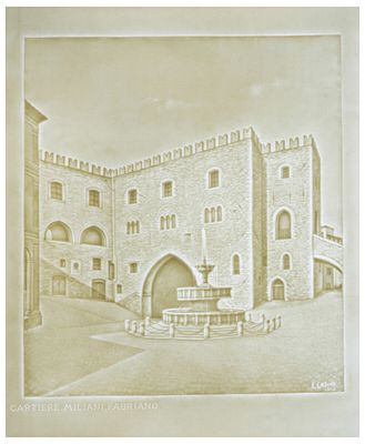 Luigi Casoni (1926 - 2016), per Cartiere Miliani, Fabriano La fontana Sturinalto di Fabriano, 1954 - 