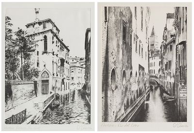 Giuseppe Mario D’Amico (XX secolo) Rio del Lobo; Palazzo Van Axel, Venezia - Giuseppe Mario 