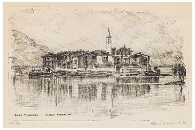 Vincenzo Ferrario (1913 - 2008) Lago Maggiore - Isola Pescatori, 1975 - Vincenzo Ferrario (1913 - 