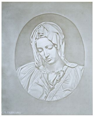 Luigi Filomena (II met&agrave; del XX secolo), per Cartiere Miliani, Fabriano Il volto della Vergine, dalla Piet&agrave; di Michelangelo, 1976