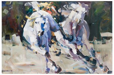 Ilirjan Xhixha (1964) Cavalli in corsa - Ilirjan Xhixha (1964) Cavalli in corsa Acrilico su tela 