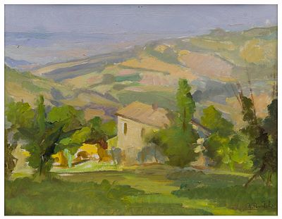 Raul Bartoli (1910 - 1994) Paesaggio - Raul Bartoli (1910 - 1994) Paesaggio Olio su masonite 38,5 